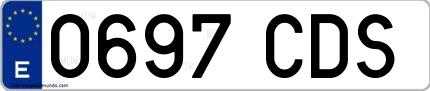 Ejemplo de matrícula española 0697 CDS