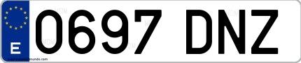 Ejemplo de matrícula española 0697 DNZ