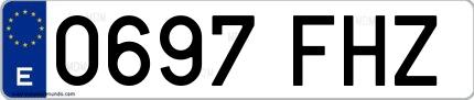Ejemplo de matrícula española 0697 FHZ