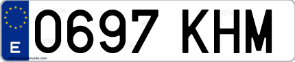 Ejemplo de matrícula de coche ordinaria 0697 KHM