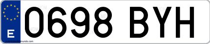 Ejemplo de matrícula de coche ordinaria 0698 BYH