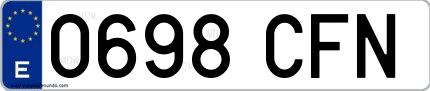Ejemplo de matrícula española 0698 CFN