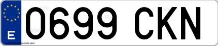 Ejemplo de matrícula española 0699 CKN