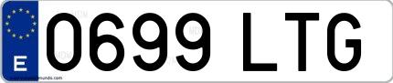 Ejemplo de matrícula española 0699 LTG