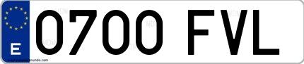 Ejemplo de matrícula española 0700 FVL