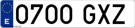 Ejemplo de matrícula española 0700 GXZ