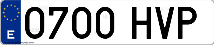 Ejemplo de matrícula de coche ordinaria 0700 HVP