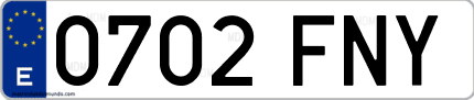 Ejemplo de matrícula de coche ordinaria 0702 FNY