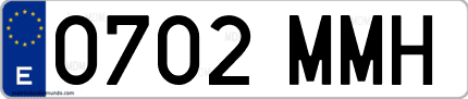 Ejemplo de matrícula de coche ordinaria 0702 MMH