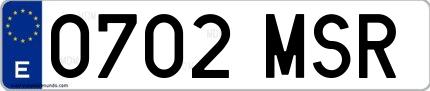 Ejemplo de matrícula española 0702 MSR