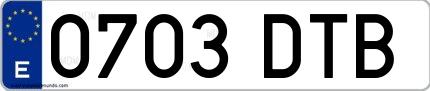 Ejemplo de matrícula española 0703 DTB