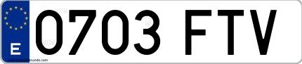 Ejemplo de matrícula española 0703 FTV