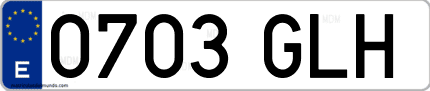 Ejemplo de matrícula de coche ordinaria 0703 GLH