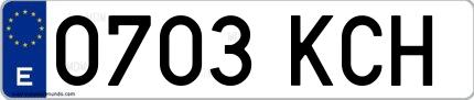 Ejemplo de matrícula española 0703 KCH