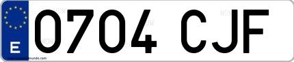 Ejemplo de matrícula española 0704 CJF