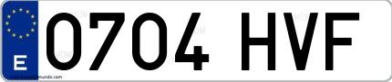 Ejemplo de matrícula española 0704 HVF