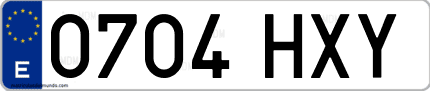 Ejemplo de matrícula de coche ordinaria 0704 HXY
