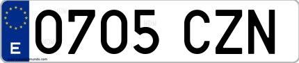 Ejemplo de matrícula española 0705 CZN