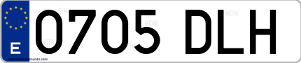 Ejemplo de matrícula de coche ordinaria 0705 DLH