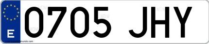 Ejemplo de matrícula española 0705 JHY