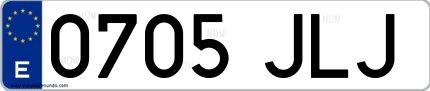 Ejemplo de matrícula española 0705 JLJ