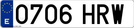 Ejemplo de matrícula española 0706 HRW