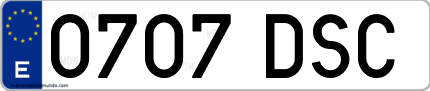 Ejemplo de matrícula de coche ordinaria 0707 DSC