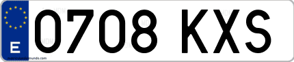 Ejemplo de matrícula de coche ordinaria 0708 KXS