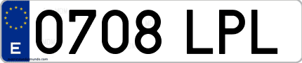 Ejemplo de matrícula de coche ordinaria 0708 LPL