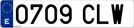 Ejemplo de matrícula de coche ordinaria 0709 CLW