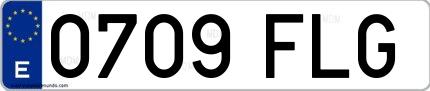 Ejemplo de matrícula española 0709 FLG