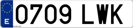 Ejemplo de matrícula española 0709 LWK