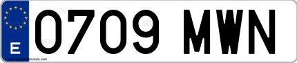 Ejemplo de matrícula española 0709 MWN