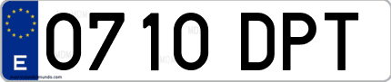 Ejemplo de matrícula de coche ordinaria 0710 DPT