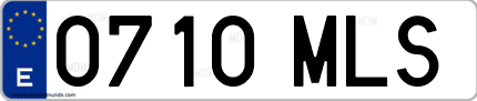 Ejemplo de matrícula de coche ordinaria 0710 MLS