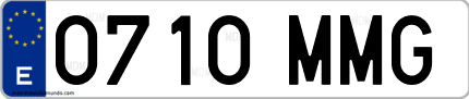 Ejemplo de matrícula de coche ordinaria 0710 MMG