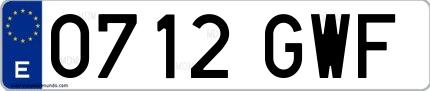 Ejemplo de matrícula española 0712 GWF