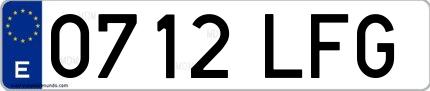 Ejemplo de matrícula española 0712 LFG