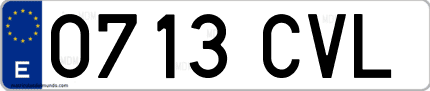 Ejemplo de matrícula de coche ordinaria 0713 CVL