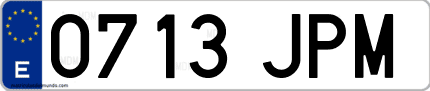 Ejemplo de matrícula de coche ordinaria 0713 JPM