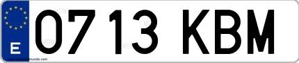 Ejemplo de matrícula española 0713 KBM