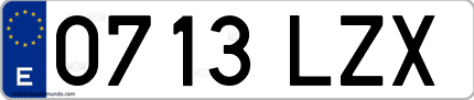Ejemplo de matrícula de coche ordinaria 0713 LZX