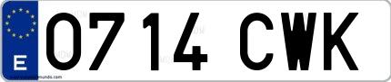 Ejemplo de matrícula española 0714 CWK