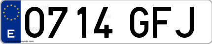 Ejemplo de matrícula de coche ordinaria 0714 GFJ
