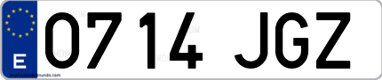 Ejemplo de matrícula de coche ordinaria 0714 JGZ