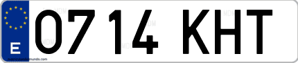 Ejemplo de matrícula de coche ordinaria 0714 KHT