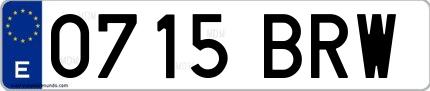Ejemplo de matrícula española 0715 BRW