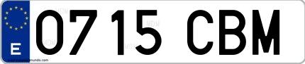 Ejemplo de matrícula española 0715 CBM