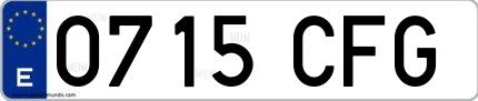 Ejemplo de matrícula española 0715 CFG