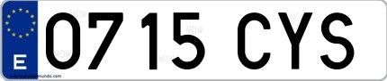 Ejemplo de matrícula española 0715 CYS